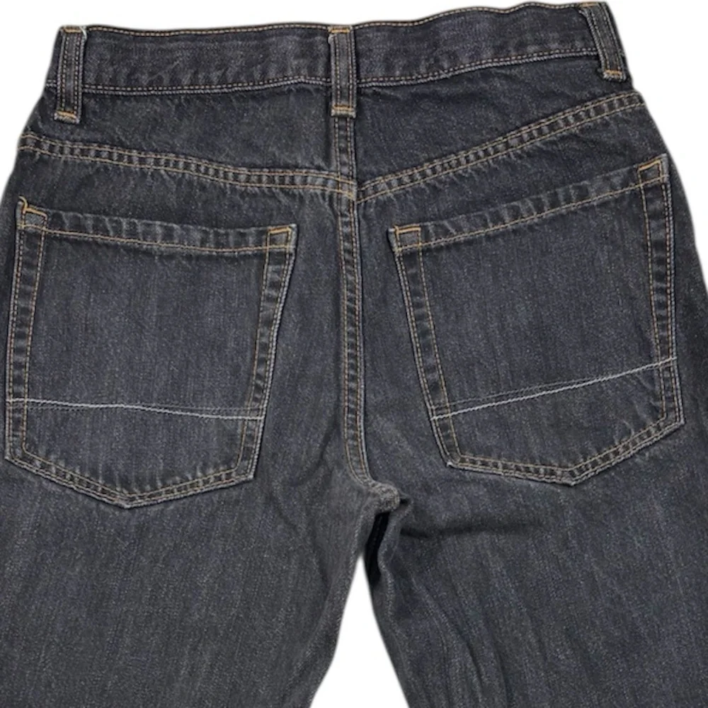 Old Navy Boys Husky Black Denim Adjustable Waist Tabs Bootcut Jeans